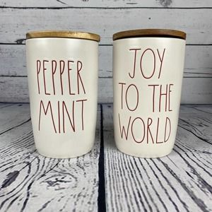 🎄 Rae Dunn Peppermint & Joy To The World Christmas Canister Set